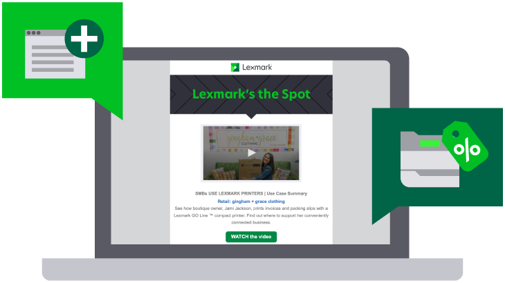 Lexmark's the Spot newsletter sign-up and save