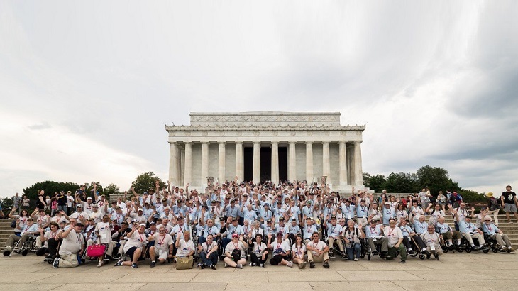 Honor Flight Kentucky participants at the Lincoln Memorial in Washington, D.C., May 26, 2018.